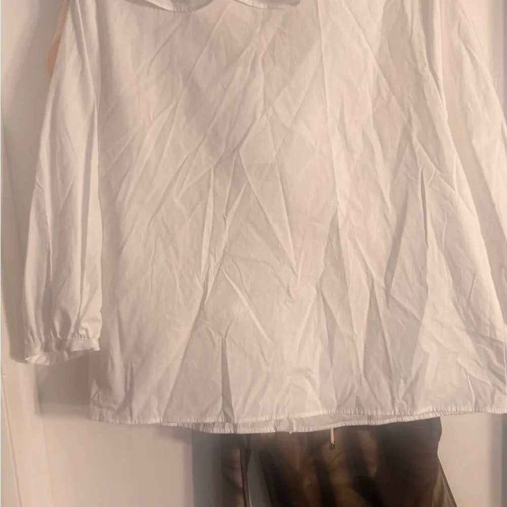 Zara Ruffled V-Neck White Blouse - Women Tops NWT - Picture 5 of 6